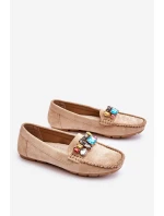 Dámské semišové mokasíny s krystaly Béžove Lucille