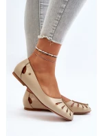 Zazoo 10009 Pohodlné Dámské Kožené Baletky Beige