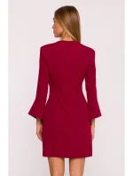 M876 Šaty s širokými manžetami - bordó