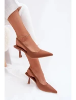 Dámské sandály na jehlovém podpatku Lunira – camel