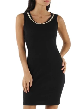 Společenské značkové šaty LUXESTAR zdobené perlami krátké černé - Černá - LUXESTAR