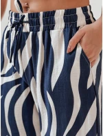 Dámské pruhované kalhoty se širokými nohavicemi ZEBRAVIBE námořnická modř a béžová FashionStreet UY2654