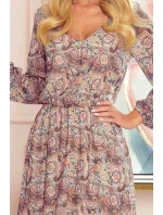 BAKARI - Vzdušné šifónové dámské šaty se vzorem "boho" a s dekoltem 295-1