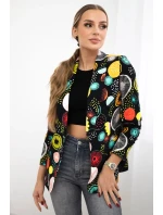 Bavlněná bunda s barevným potiskem černý Bavlněná bunda s barevným potiskem černý