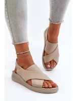 kožené sandály na klínu Černé Morgan