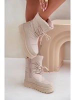 Sněhule Na Platformě Na Zip Big Star OO274885 Béžové Sněhule Na Platformě Na Zip Big Star OO274885 Béžové