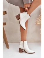 Botky Na Podpatku Přírodní Kůže Zazoo 3673 Bílé