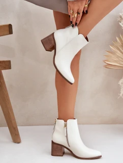 Botky Na Podpatku Přírodní Kůže Zazoo 3673 Bílé