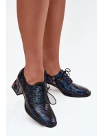 Kožené lakované dámské lodičky na podpatku s krystaly Artiker 55C0428 tmavě modré Kožené lakované dámské lodičky na podpatku s krystaly Artiker 55C0428 tmavě modré