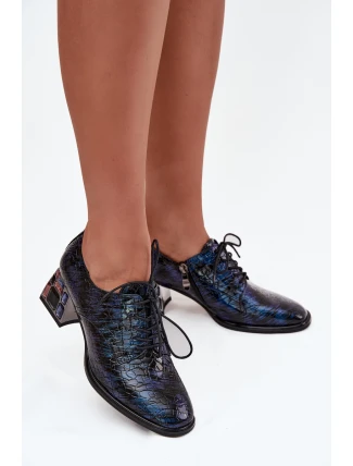 Kožené lakované dámské lodičky na podpatku s krystaly Artiker 55C0428 tmavě modré Kožené lakované dámské lodičky na podpatku s krystaly Artiker 55C0428 tmavě modré