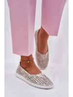 Dámské semišové ažurové polobotky Chulieta – zlatо/šedé