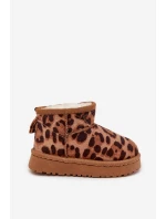 Dětské a juniorské zateplené sněhule s kožíškem Mireya – panterka/bronzové