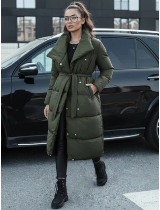 Dámský zimní dlouhý prošívaný kabát FAVI zelený FashionStreet TY4576