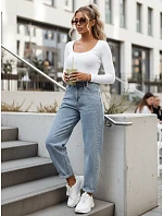 Dámské džíny balonového střihu s vysokým pasem modré FashionStreet UY2963