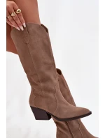 Dámské zateplené kožené kovbojky Urselle – khaki Dámské zateplené kožené kovbojky Urselle – khaki