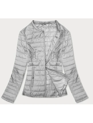 Šedá prošívaná bunda s kulatým výstřihem (W73) Šedá prošívaná bunda s kulatým výstřihem (W73)