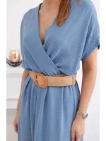 Dlouhé šaty s ozdobným páskem džínovina Dlouhé šaty s ozdobným páskem džínovina