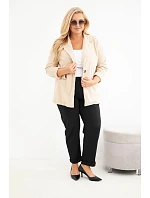 Dámské sako Plus Size manšestrové s klopami a kapsami béžová Dámské sako Plus Size manšestrové s klopami a kapsami béžová