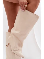 Kozačky s širokou horní částí a žebrováním na podpatku Béžové Harela