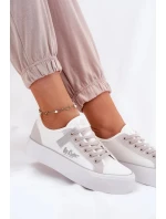 Dámské trampky na platformě Lee Cooper – bílo-šedé