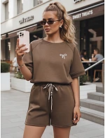 Dámská letní souprava s motýlem z měkké viskózy hnědé barvy FashionStreet AY1188