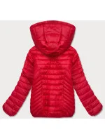 Červená prošívaná dámská bunda s kapucí (B0124-4) Červená prošívaná dámská bunda s kapucí (B0124-4)