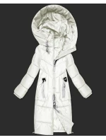 Zimní vypasovaná bunda v barvě ecru s délkou do poloviny stehen S'West (B/R8535-26) Zimní vypasovaná bunda v barvě ecru s délkou do poloviny stehen S'West (B/R8535-26)