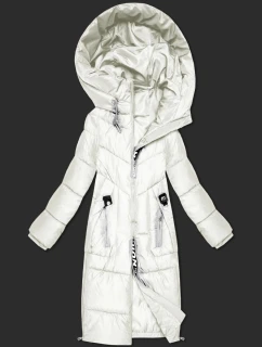 Zimní vypasovaná bunda v barvě ecru s délkou do poloviny stehen S'West (B/R8535-26)