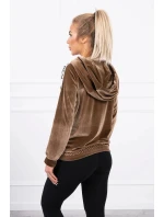 Velurová mikina s kapucí hnědá