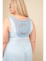 Dámské šaty plus size z viskózy s krajkou bez rukávů modré