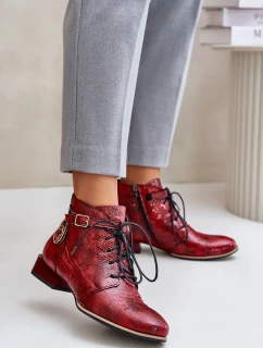 Dámské kožené lakované botky Maciejka červené 5743A-08