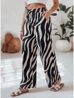 Dámské pruhované kalhoty se širokými nohavicemi ZEBRAVIBE béžovo-černé FashionStreet UY2653 Dámské pruhované kalhoty se širokými nohavicemi ZEBRAVIBE béžovo-černé FashionStreet UY2653