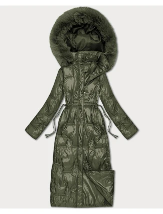 Dlouhá dámská prošívaná zimní bunda v barvě khaki (T2-2221#-22) Dlouhá dámská prošívaná zimní bunda v barvě khaki (T2-2221#-22)