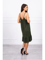 Šaty s tenkým páskem khaki