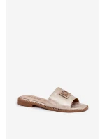 Dámské Sandály Na Plochém Podpatku S Ozdobou KV51-089 Zlaté