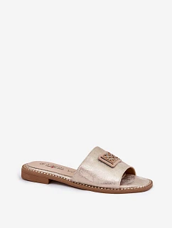 Dámské Sandály Na Plochém Podpatku S Ozdobou KV51-089 Zlaté