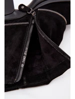 Kožené dámské kotníkové boty s obráceným lemem Maciejka 07145-01 Černé