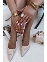 Dámské sandály na podpatku s ozdobným detailem světle béžové Mariae