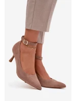 Lodičky z eko semiše Devoria – tmavě béžové