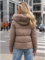 Dámská zimní prošívaná bunda s kožešinou, béžová, FashionStreet TY5830