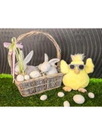 KUŘE SE SKLENICEMI 19CM JARNÍ DEKORACE KUŘE SE SKLENICEMI 19CM JARNÍ DEKORACE