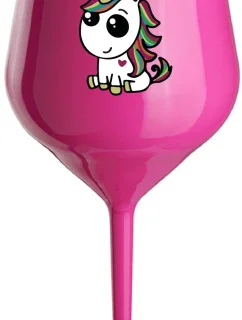 DUHOVÝ JEDNOROŽEC - růžová nerozbitná sklenice na víno 470 ml
