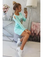 Šaty s potiskem košíku v mátové barvě Šaty s potiskem košíku v mátové barvě