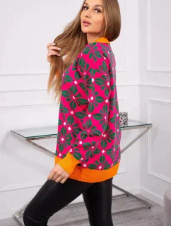 Svetr s geometrickým motivem fuchsiový