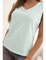 Dámská bezrukávová košile z bavlny klasického střihu mátová Dámská bezrukávová košile z bavlny klasického střihu mátová