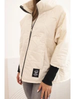 Dámská prošívaná bunda s krátkým střihem a stojáčkem světle béžová