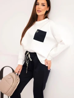 Dámský set máslový s kontrastní kapsou modrý