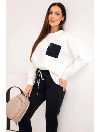 Dámský set máslový s kontrastní kapsou modrý