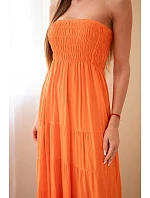 Dámské viskózové šaty s elastickým vrškem oranžová