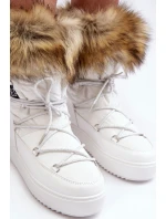 Dámské sněžné šněrovací boty bílé Santero